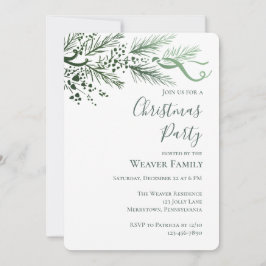 Modern Sage Hand plockade Gräs jul Party Inbjudningar