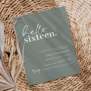 Modern Sage Hej sexton Födelsedagsfester Inbjudningar