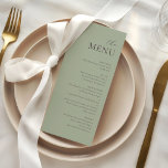 Modern Sage Jade Plum Elegant Wedding Menu Meny<br><div class="desc">Set the tone for your wedding reception or special event with this timeless and elegant printed menu design. Featuring a sage jade and plum layout with sophisticated script accents, this menu adds a refined touch to your table settings while guiding your guests through a delightful dining experience. Perfect for formal...</div>