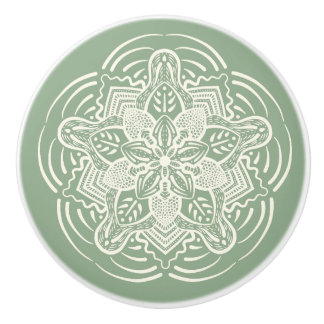 Modern Sage Land Farmhouse Ivory Mandala Knopp