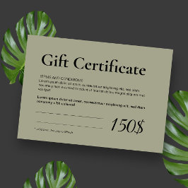 Modern Sage Logotyp Business Gift-certifikat Visitkort