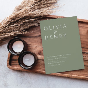Modern Sage Minimal Bröllop Inbjudningar