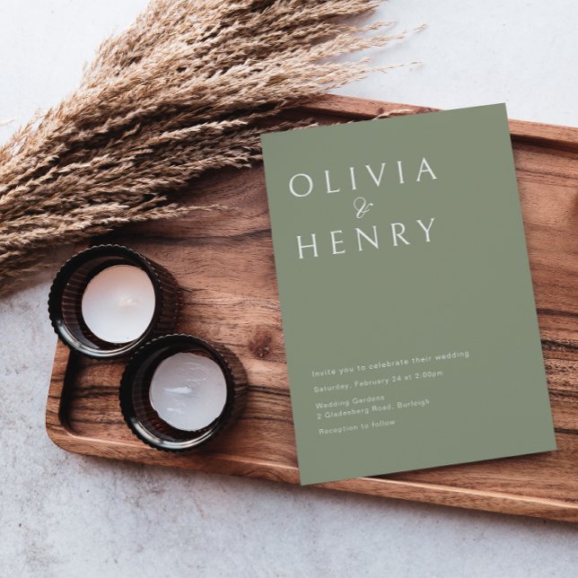 Modern Sage Minimal Bröllop Inbjudningar (Skapare uppladdad)