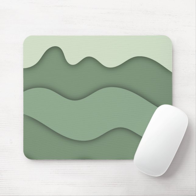 Modern Sage Mint Vågig Musmatta (Med mus)