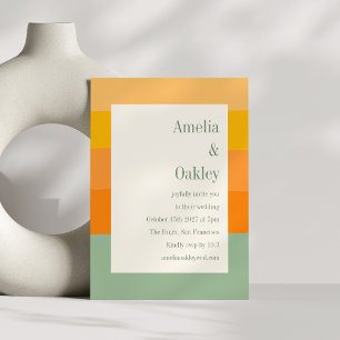 Modern Sage Orange Grönt Rand Bröllop Inbjudningar