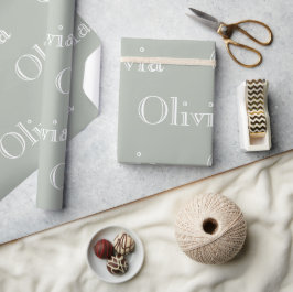 Modern Sage Personlig Pastell Skript Namn Omslag Presentpapper