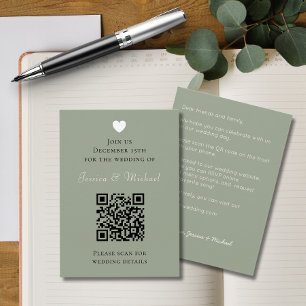 Modern Sage QR-kod allt i en bröllopsinbjudan Visitkort