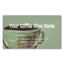 Modern Sage Unique Art Coffee Shop Promotional  Magnetiska Visitkort