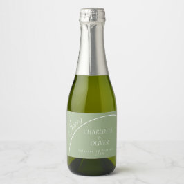 Modern Sagegrön Båge Mini Champagneflasketikett