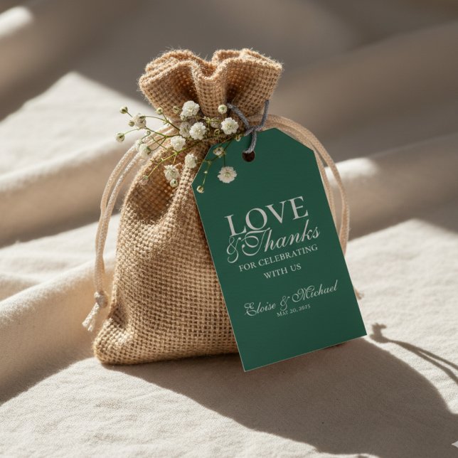 Modern Sagegrön Kärlek och Tacksamhet Bröllop Presentetikett (Complete your wedding favors with these Sage Green Wedding Favor Tags!)