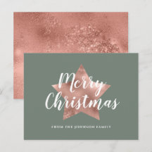 Modern Sagegrön RosenGuld Stjärna God Jul