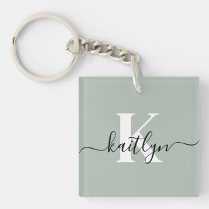 Modern sagegrön scriptmonogram