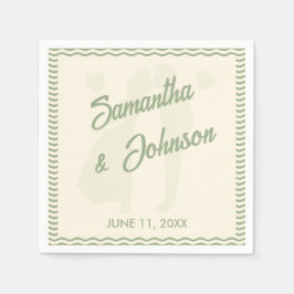 Modern sagegrön vågig randig bröllopsduk pappersservett