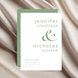 Modern Saggrön Ampersand-typografi Bröllop Spara Datumet