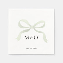 Modern Saggrön Båge Vattenfärg Monogram Bröllop