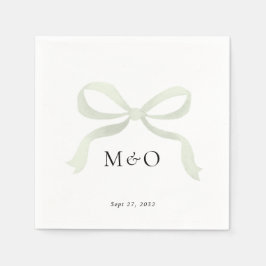 Modern Saggrön Båge Vattenfärg Monogram Bröllop Pappersservett