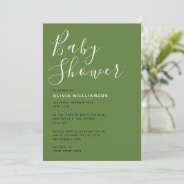 Modern Saggrön Bebis Shower Inbjudningar