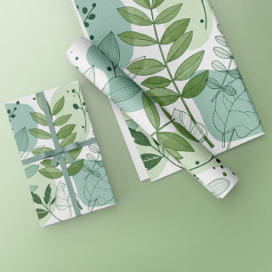 Modern Saggrön Botanisk Bladmönster Presentpapper