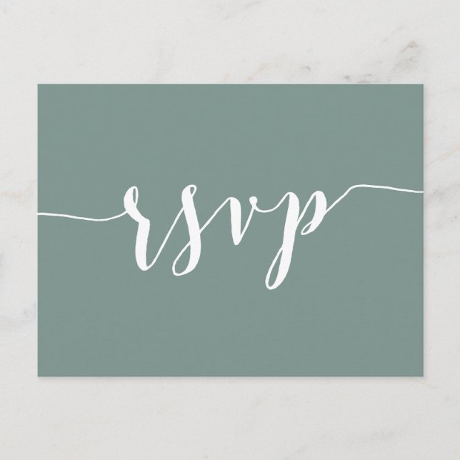 Modern Saggrön Bröllops-RSVP Postkort Inbjudan Vykort (Framsida)
