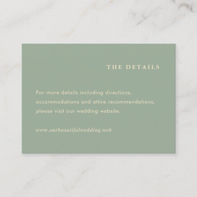 Modern Saggrön Enkel Bröllop Tilläggskort (Framsida)