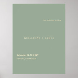 Modern Saggrön Enkel Bröllops Välkomstskylt Poster