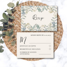 Modern Saggrön Eukalyptus Bröllops RSVP