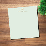 Modern Saggrön Guldskriftmonogram Anteckningsblock<br><div class="desc">En modern, elegant monogramdesign med guld handskriven minimalistisk skrifttypografi och sans serif blocktypografi på en elegant blek pastell saggrön bakgrund. Monogrammet och namnet kan enkelt anpassas.</div>