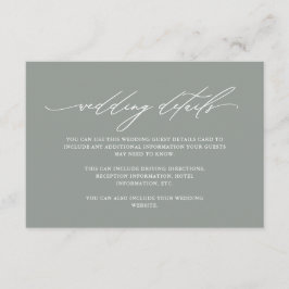 Modern Saggrön Kalligrafi Bröllopsgäst detalj Tilläggskort
