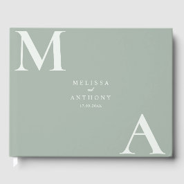 Modern Saggrön Minimalistisk Bröllop Gästböcker