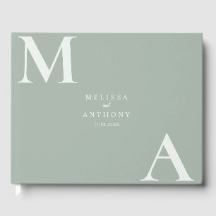 Modern Saggrön Minimalistisk Bröllop Gästböcker