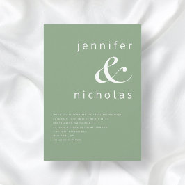 Modern Saggrön Typografi Bröllop Inbjudningar