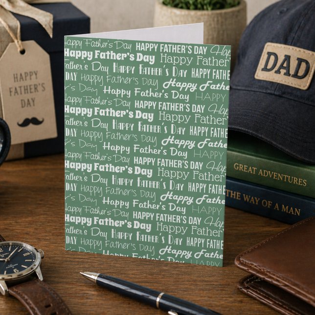 Modern Saggrön Vit Typografi Fars Dag Kort (Skapare uppladdad)