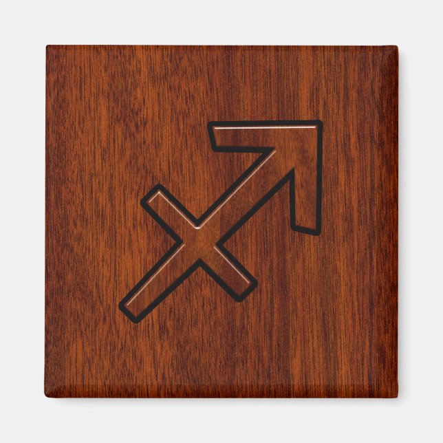 Modern Sagittarius Zodiac-inloggning i Mahogany St Magnet (Framsidan)