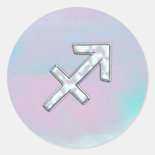 Modern Sagittarius Zodiac Mor i Pearl Stil Runt Klistermärke