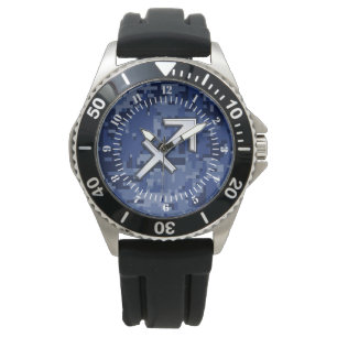 Modern Sagittarius Zodiac Sign Navy Camo Dial Armbandsur