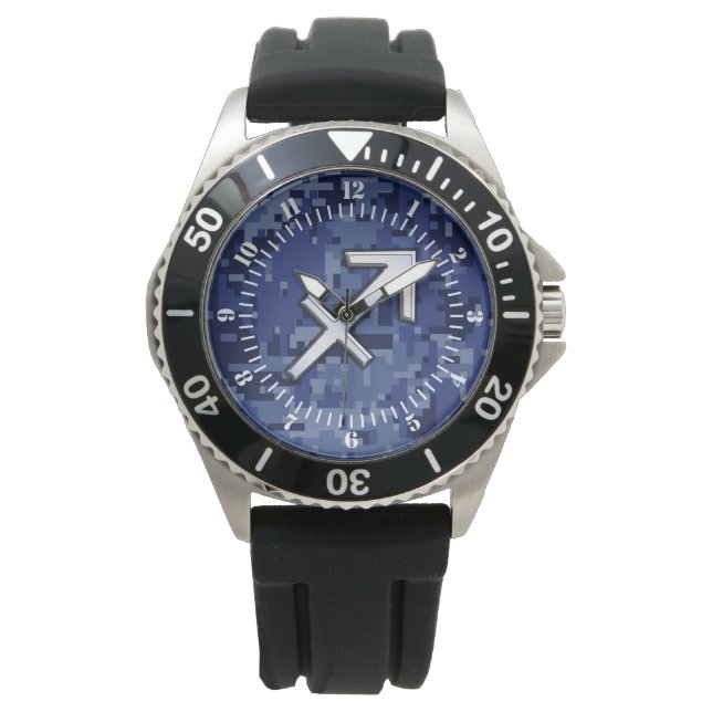 Modern Sagittarius Zodiac Sign Navy Camo Dial Armbandsur (Framsida)