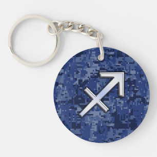 Modern Sagittarius Zodiac Sign Navy Digital Camo
