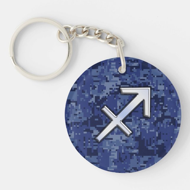 Modern Sagittarius Zodiac Sign Navy Digital Camo (Framsidan)