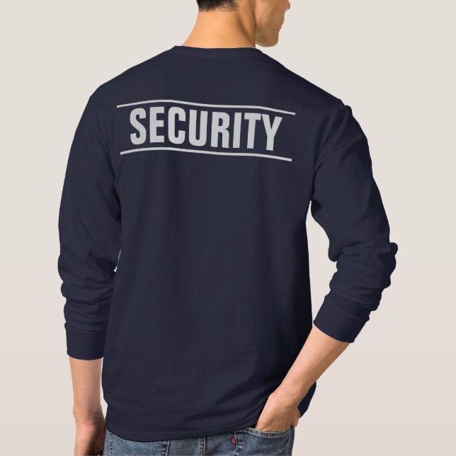 Modern säkerhet för Manar med blå Dubbla vid utskr T Shirt (Baksida)