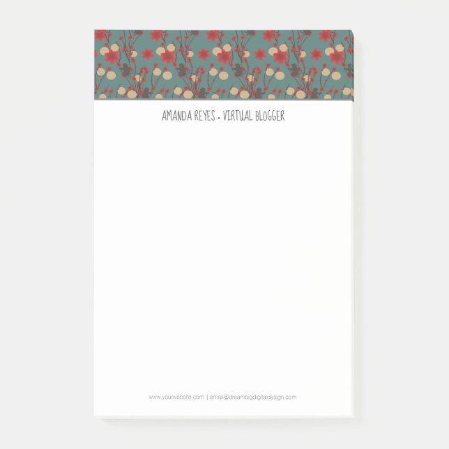 Modern Sakura Cherry Träd och Monkey Asian Post-it Block (Framsida)