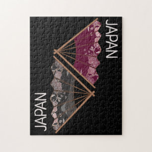 Modern Sakura Fläkt Hand Illustrated Japan Pussel