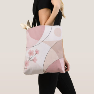 Modern Sakura Minimalistisk Geometrisk Stil Toteba Tygkasse
