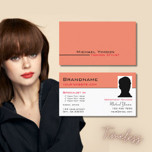 Modern Salmon White-Coola med Photo Professionell Visitkort