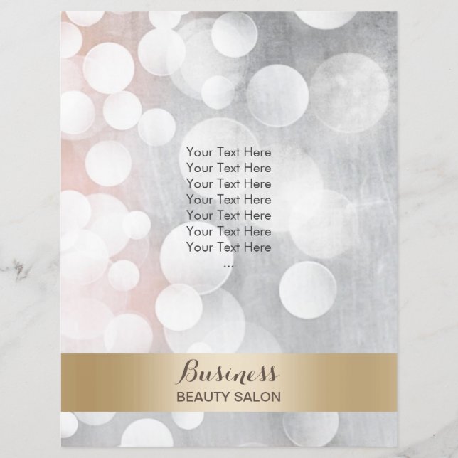 Modern salon-broschyrer mellan Silver och Guld Reklamblad (Framsidan)