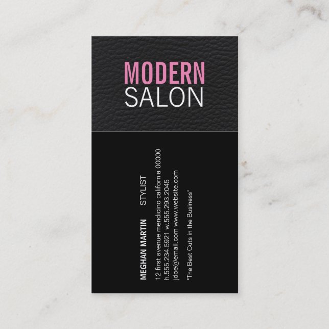Modern Salon | Läderstillista Visitkort (Framsida)