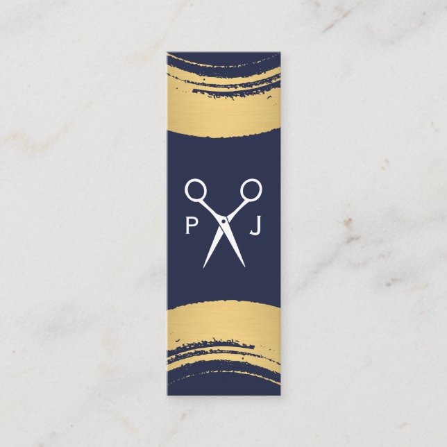 Modern Salon Monogram / Guld Brushed / Stylist Mini Visitkort (Framsida)