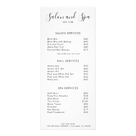 Modern Salon Pris Menu Reklamkort