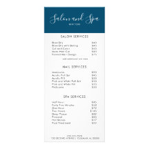 Modern Salon Pris Menu