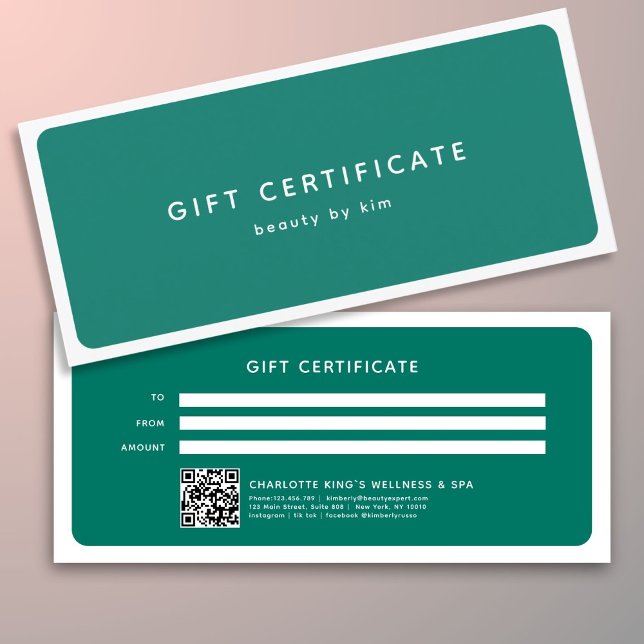 Modern Salon QR-kodsgåvscertifikat för Trendig (Modern Trendy Salon QR Code Custom Gift Certificate)