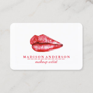 Modern Salon Red Läppar Makeup Artist Visitkort